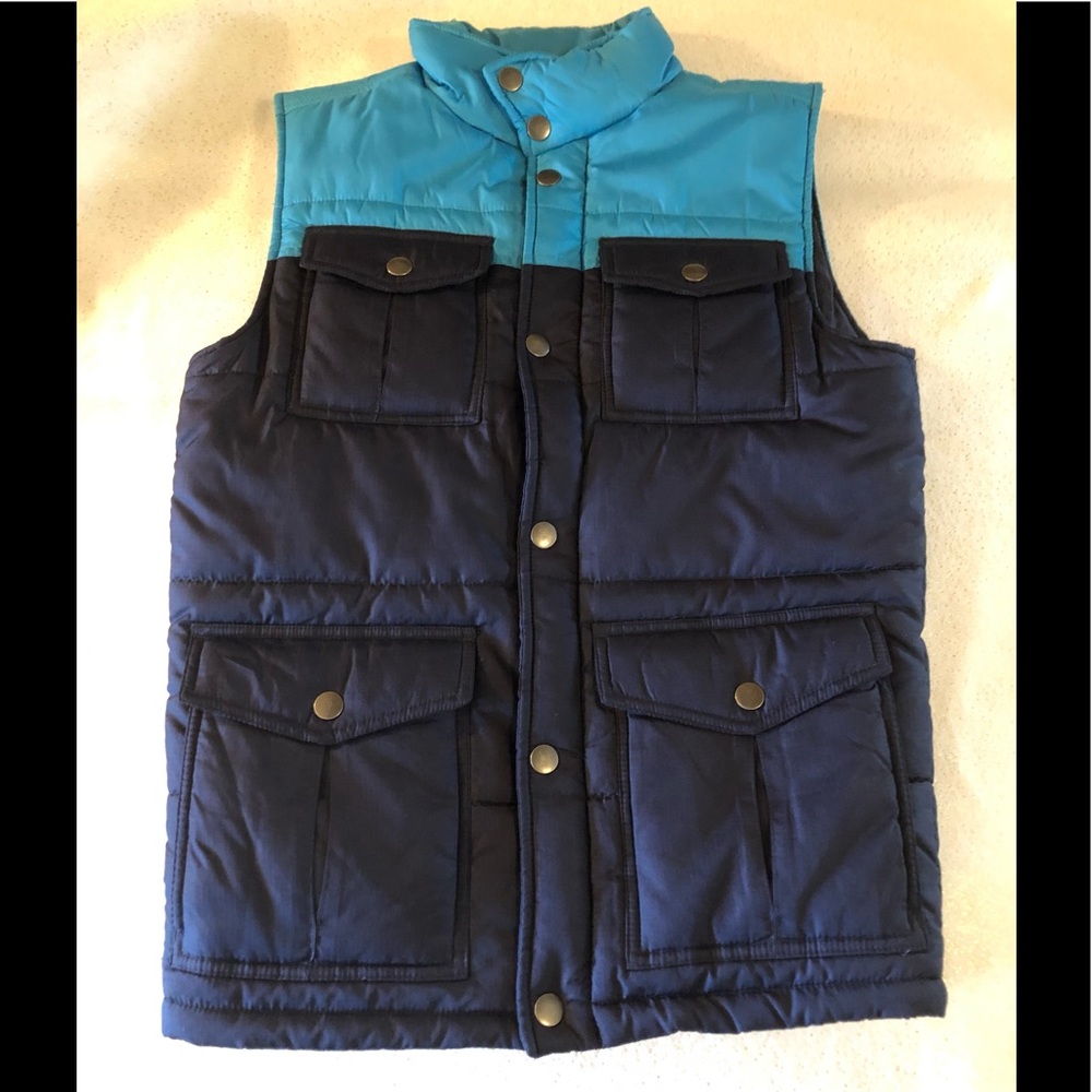 Red Camel Boys’ Blue Sleeveless Pocketed Vest Jacket - Size Large